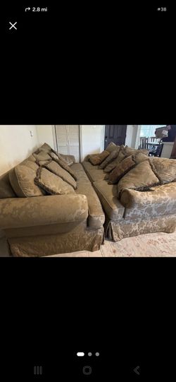 Beautiful couch set and large coffee table.
