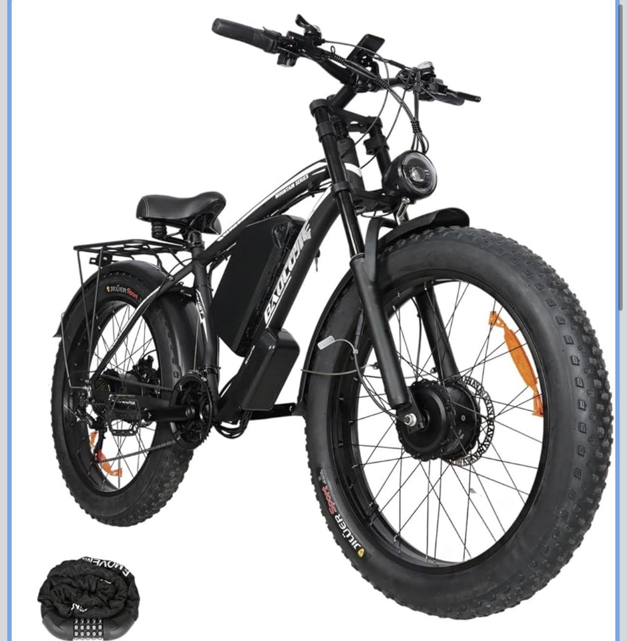 3000W Dual Motor Ebike, Removable Battery & USB Port Off-Road All-Terrain,21-Speed 52V32Ah