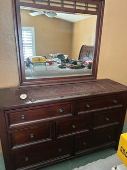 Dark Wood Dresser with Mirror