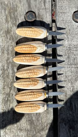 Corn On The Cob Brown & White Holders Skewers Vintage MCM Japan Kitsch Dishes