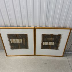 2 Large Matching Abstract Wall Art Frames – Neutral Decor – $180