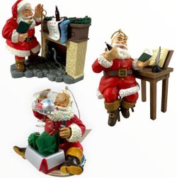 Vintage Coca-Cola Trim A Tree Santa Christmas Ornaments Lot of 3 Boxed