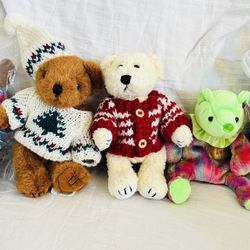 5 Plushies Including 1 Ty Beanie Birthday Bear, 2 Chrisha Playful Plush, 1 Avon Birthday Beanie, 1 Bumble Bee Take All Or One