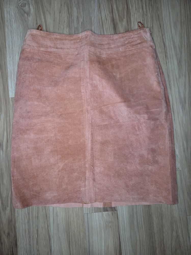 Express Orange Tan Leather Pencil Skirt Casual Size 10