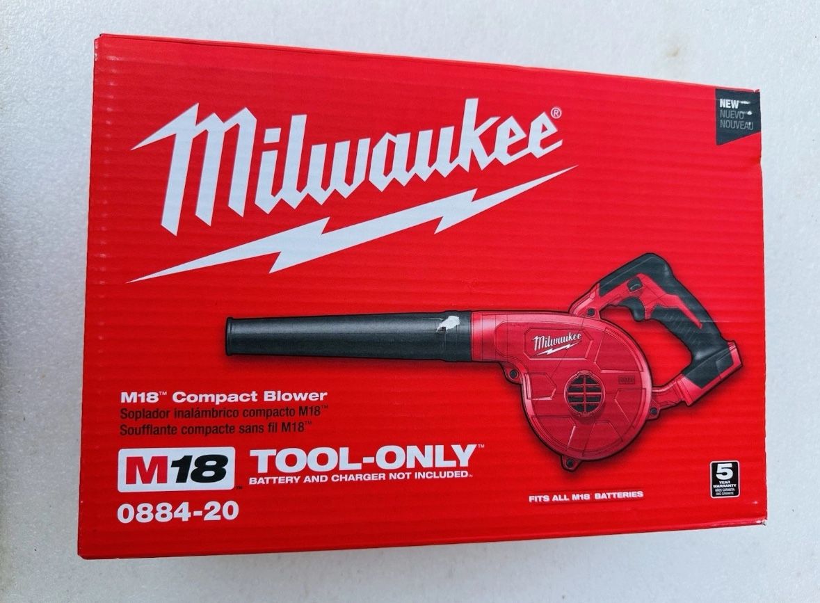 New Milwaukee 0884-20 M18 18 Volt Cordless Jobsite Blower Variable Speed 100 CFM