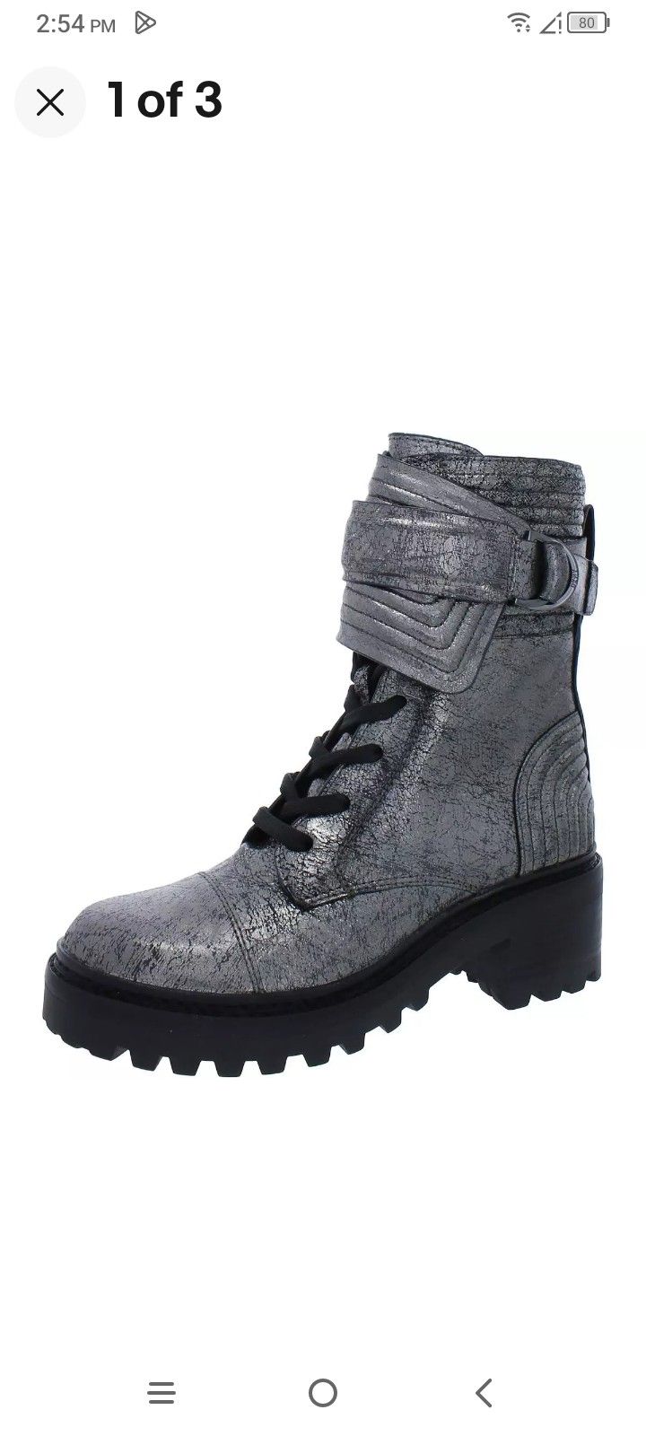 DKNY WOMENS BASIA LEATHER METALLIC CASUAL COMBAT & LACE-UP BOOTS SHOES BHFO 5757
