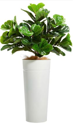 Tall White Metal Planter