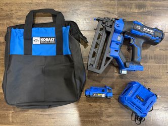 Kobalt 24V Brushless 16-Gauge Finish Nailer Kit + Battery, Charger & Bag
