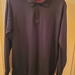 Polo - Slim Fit,  Long Sleeve,  Black,  Medium 