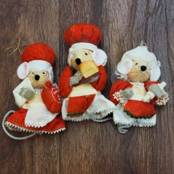 Vintage 1986 Kurt Adler Corn Husk Baking Mice Set