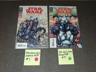 Star Wars comic books Jango Fett. Prices are marked or will sell as a bundle for $40 for both of them. Awesome condition! All sales final.