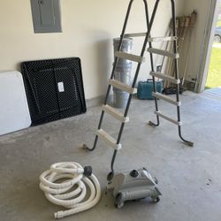 Robot Pool Vacuum and Ladder