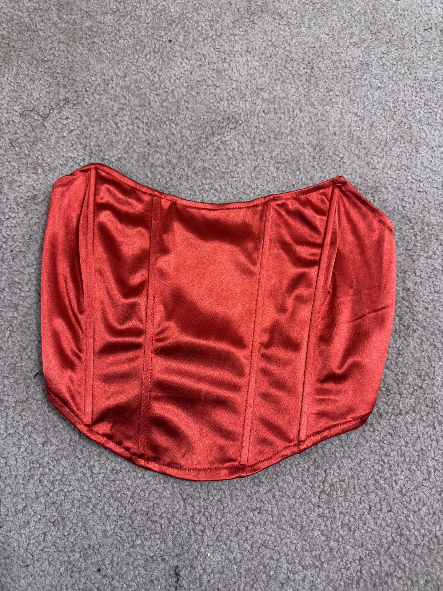 New Small Red Satin Stretchy Corset Crop Top Renaissance Costume Raver Festival Gothic Dress Pirate