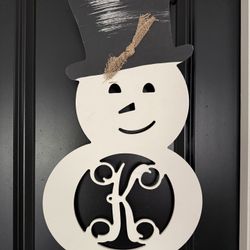 Charming Rustic Snowman- Monogram with K
