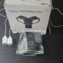Blink Wired Floodlight + 2 Indoor Cameras + Ring Video Doorbell  Combo