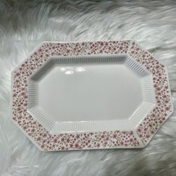 Independence Ironstone Platter Ceramic Floral Pink & White