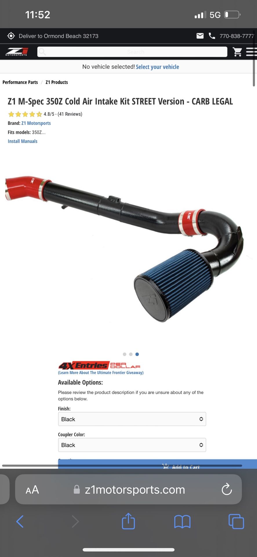 Z1 M-Spec 350Z Cold Air Intake Kit STREET Version