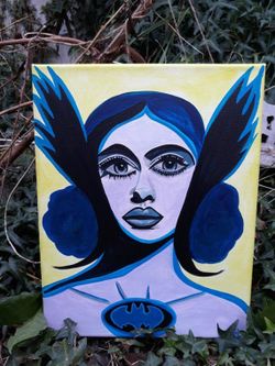 11x14 Blue and Yellow Acrylic Painting On Stretched Canvas Titled "Hero."