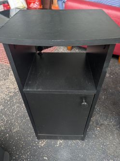 Black Nightstand with Cabinet and Shelf