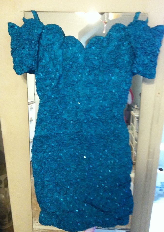 "Pzaz" Bright Blue Sequence Shiny "Vintage" 1993 Juniors Fitting Dress.