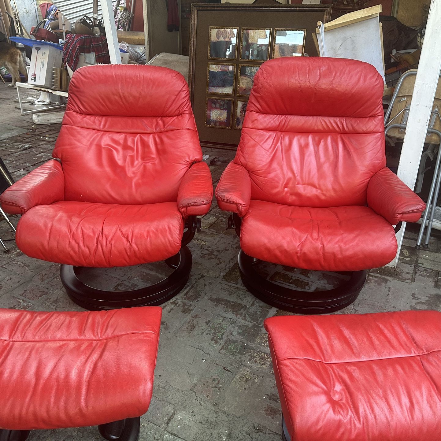 Stressless Paloma Chilli Red Sunrise Leather Chairs