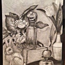 Charcoal Drawing Still Life Study