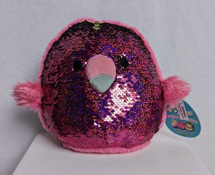 Reversible Sequins Squishmallow - Pink Bird
