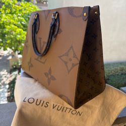 Authentic Louis Vuitton Tan/Brown Monogram Oversized Top-Handle Tote on the Go