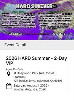 Hard Summer - 2 DAY VIP