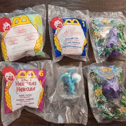 5 pcs vintage McDonald's Happy Meal toys from the 1990s, Hercules, The Hunchback of Notre Dame, and a Land Before time(Burger King)