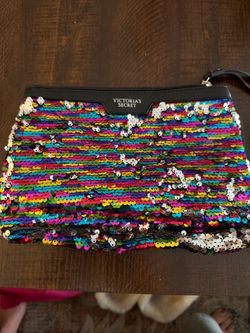 Victoria's Secret Rainbow Sequin Wristlet Clutch