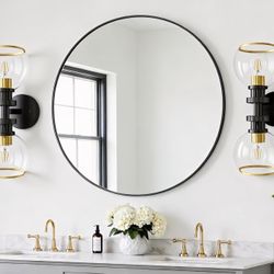 2-Light Wall Sconce Set of 2 – Black & Gold Globe Vanity Lights