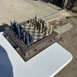 Vintage Aztec Vs Conquistador Chessboard Set