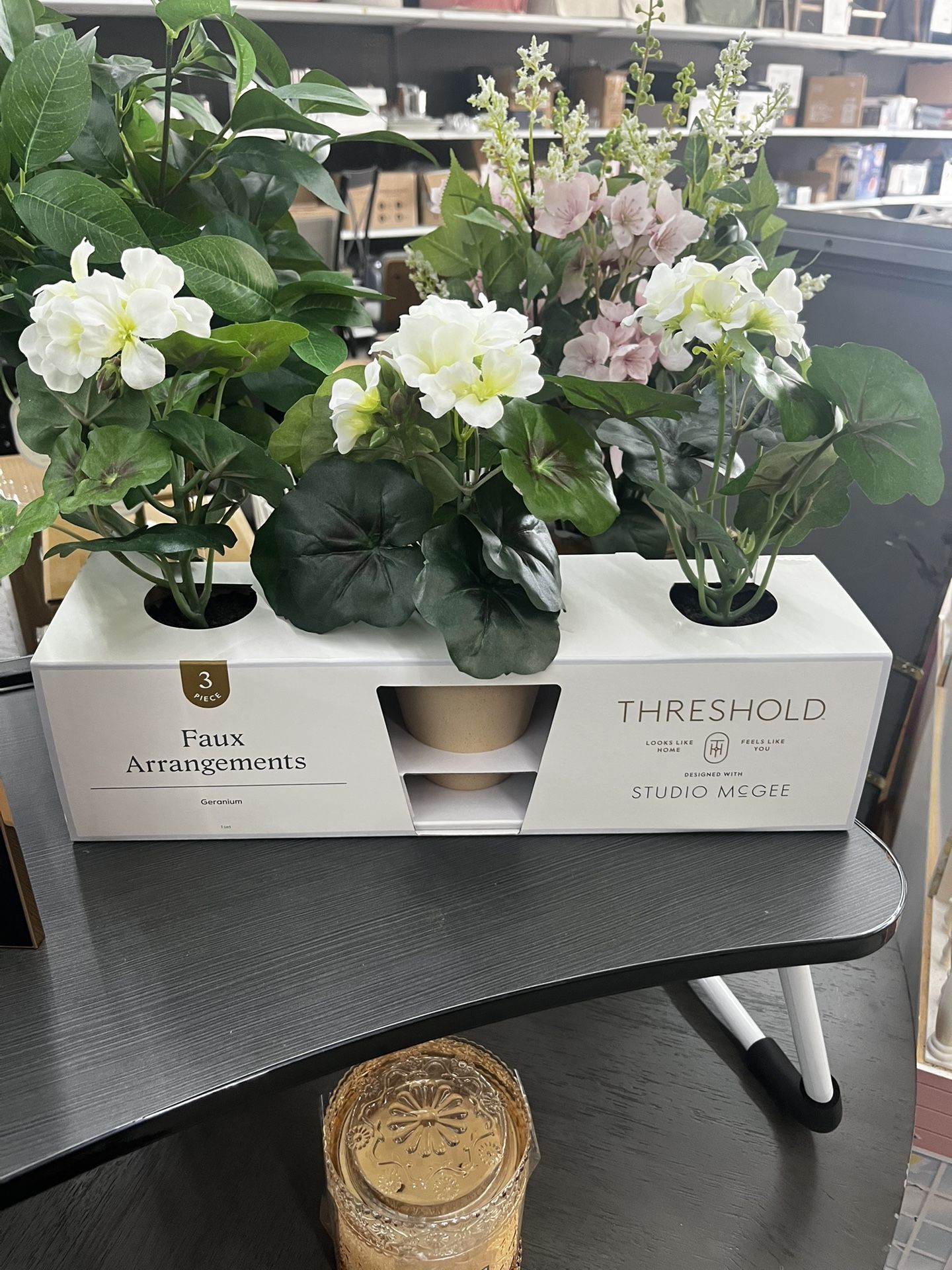 Set Of 3 Mini Faux Flower Pots 