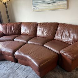 Leather Couch With Ottomans 