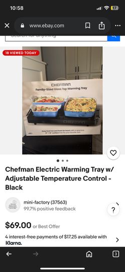 Chefman Family Sized WARMING TRAY