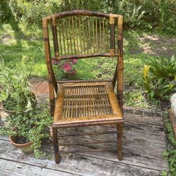 Boho Chic Tortoise Shell Bamboo Rattan Fold-up Dining Chair 