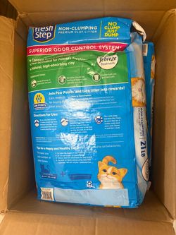 2 NEW bags of Fresh Step Premium Febreze Freshness Scented Non-Clumping Clay Cat Litter, 21-lb