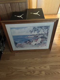 Framed Portrait Beach Chair Painting