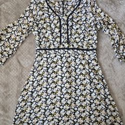 DE Collection Dress, Yellow Black, Lined Black, Size Medium