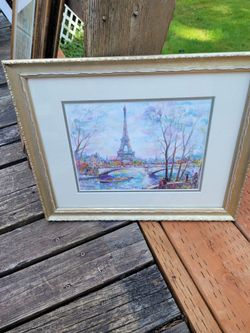 Framed Paris Eiffel Tower Watercolor Print