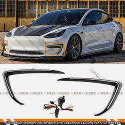 FOR 2017-23 TESLA MODEL 3 FRONT BUMPER DUAL COLOR SLIM SEQUENTIAL LED DRL LIGHT