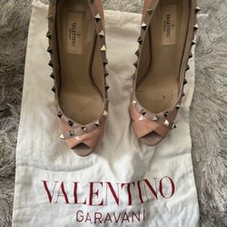 Valentino logo stud open toe shoes baby doll pump Rockstud Platform heels