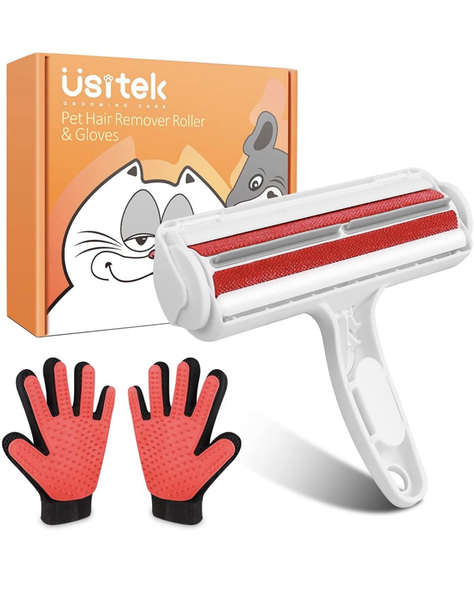 Usitek Pet Hair Remover,Pet Roller and Pet Gloves, Pet Grooming Gloves & Reusable Dog Hair Remover, Efficient Animal Hair Removal and Hair Grooming To