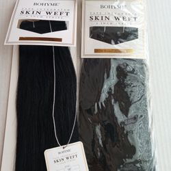 18" Jet Black #1  Tape In Human Hair Extensions ~get Length And Fullness