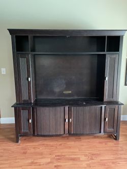 Espresso Wood Entertainment Cabinet