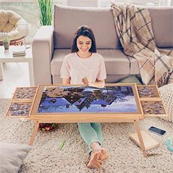 Puzzle Board 1500 Pieces,Jigsaw Puzzle Table with 4 Drawers and Cover,34.3x 26.5Portable Puzzle Table with Folding Legs  New  507 Y 31556