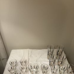 Vintage MCM Black Ombré Barware Set (14 Pieces)