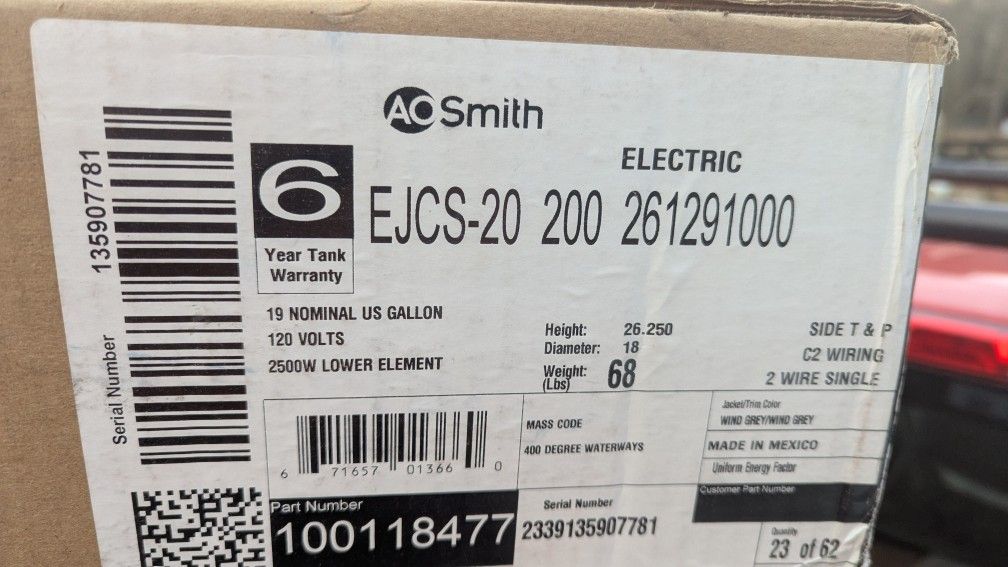 19 Gallon AO Smith Water Heater