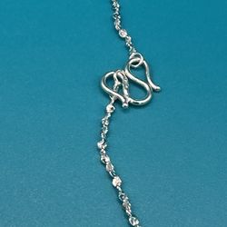 New Diamond Cut 925 Necklace Double Loop Clasp Brilliant 18” Long 3.42 Grams Great Condition 